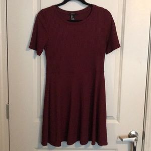 Maroon ribbed skater dress